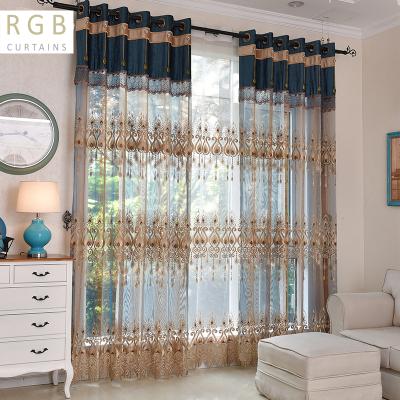 China Blackout Window Screen Finished Products Customized Bedroom Blackout Curtain Embroidery Tulle Fabric Curtain for sale