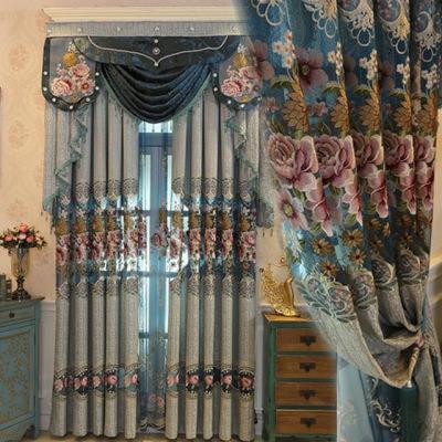 China Luxury European American Style Blackout Embroidery Curtain Living Room Curtain Window Decoration for sale