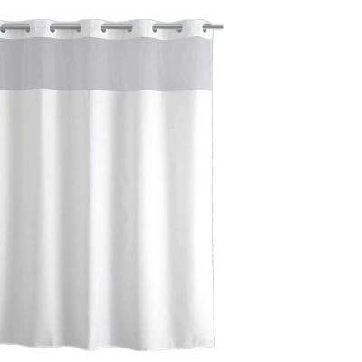 China Blackout Polyester Canvas Shower Curtain Waterproof And Rust Proof Hookless Bath Curtain for sale