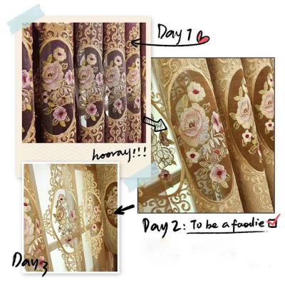 China New European-style high-end blackout chenille hollow embroidered curtain products are customized. for sale