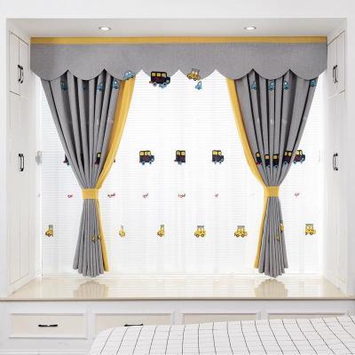 China Modern Factory Cartoon Car Kids Room Curtains Boy Bedroom Bay Window Blackout Finished Curtain. for sale