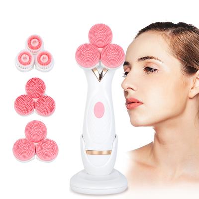 China Skin-friendly silicone brush DEEP CLEANING Electric Facial Cleansing Brush Women Private Label Little for sale