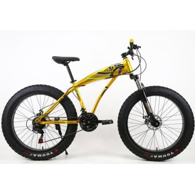 China Cheap price snow bike beach bicycle 21 speed mountain bike wholesale MTB street bike shiny gold color for sale