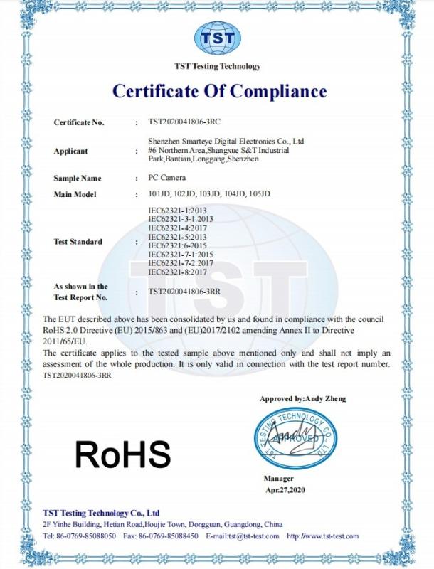 RoHS - Shenzhen Smarteye Digital Electronics Co., Ltd.