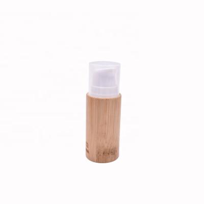 China Nature Recyclable Wholesale Empty Lotion Bottle 10ml Biodegradable Bamboo Cosmetic Mini Airless Bottle for sale