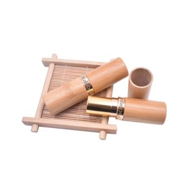 China Wholesale Double Wall Empty Bamboo Lipstick Tube, Food Grade Gold 5ml/4.5g 12.1mm Bamboo Lip Balm Tubes for sale