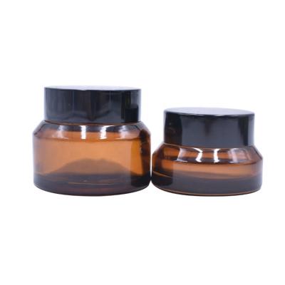 China Skin Care Gel Cosmetics Packing Skin Beauty Candle Fancy Glass Jar Amber Cream Jar 30g 50g for sale