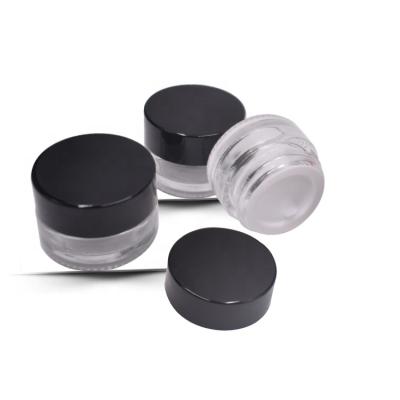 China Mini Travel Size Hot Selling Eye Clear Glass Cosmetic Jar 5g Lip Balm Cream Cosmetic Jar 5g With Black Plastic Lid for sale