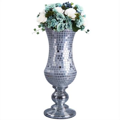 China Modern Handmade Mirrored Glass Mosaic Flower Pot Vases Table Decoration for sale