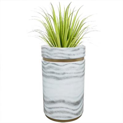 China Large Luxury Marble Flower Pots Modern Outdoor Mid Century Planter Wholesale With Drain Hole for sale