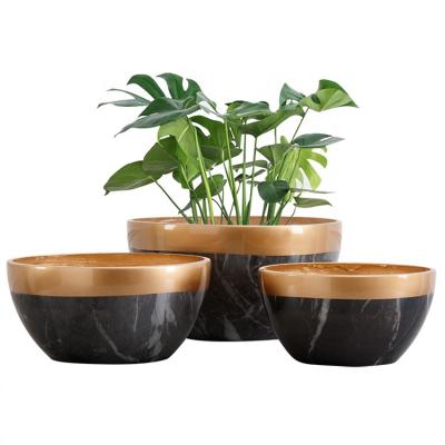 China Pastoral Wholesale Indoor Marble Succulent Planter Flower Pots With Round Concrete Vase For Cactus Plants for sale