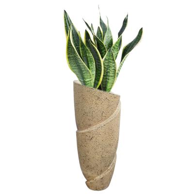 China Large Size Sandstone Modern Simple Style Garden Cement Green Plant Pots For Garden Decor for sale