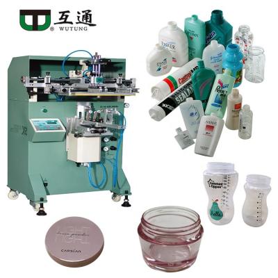 China Factory Wutung Silk Printer Semi-automatic Plastic Screen Printing UV Curing Machine For Milk Bottle Jar Glass Tube Cup Sealant Flat Cap for sale