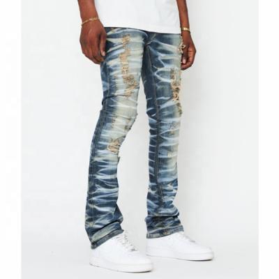 China OEM Custom Wholesale QUICK DRY QUICK DRY Men's Vintage Denim Ripped Mens Flare Stacked Jeans for sale