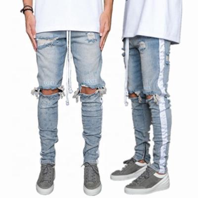 China Wholesale Authentic Breathable Men's Designer OEM Genuine Breathable Denim Biker Skinny Ripped Unbranded Jeans 2 for sale