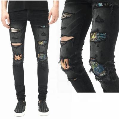 China Wholesale New OEM Breathable Breathable Designs Made In China Mens Gray Biker Jeans Super Skinny Tops for sale