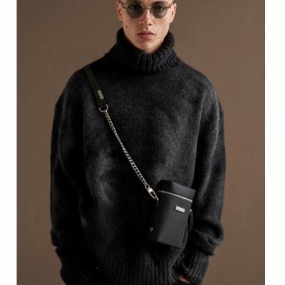 China New OEM new fashion private label quality men's custom street wear urban wased neck knit sweater for sale