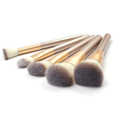 China Angular Blush Custom Logo Wooden Handle Makeup Brush 10 Pieces Best Makeup Brush Set Wholesale Custom Makeup Brush Set for sale