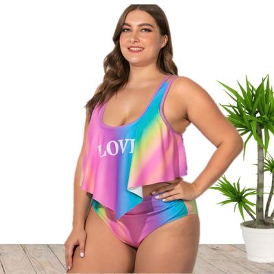 China New come 2021 Anti-UV L 5XL plus size two pieces beach wear bikini swimwear for mature women China wholesale for sale