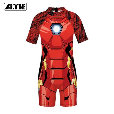 China QUICK DRY Boys Swimwear Printed Polyester Red Blue Kids Spandex Swimwear Swimwear for sale