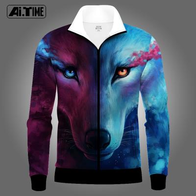 China QUICK DRY men's jacket 3D printing cool wolf jacket spring and autumn baseball men's and women's youth student casual uniform clothing for sale