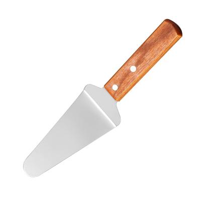 China Stainless Steel Pizza Server Remover Cake Spatula Triangular Triangular Cheese Shovel With Wooden Handle For Pie Pizza Cake Dessert for sale