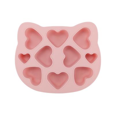 China Promotional Custom Viable Heart Shape Kitten Color Shape Food Silicone Complementary Box For Cake Mold for sale