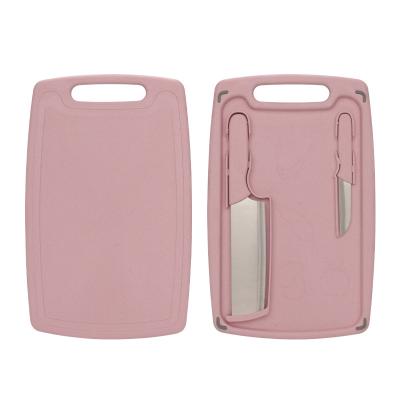 China Sustainable Food Grade Plastic PP Cutting Board For Kitchen Chopper Set With Knive For Fruits Vegetable Meats for sale