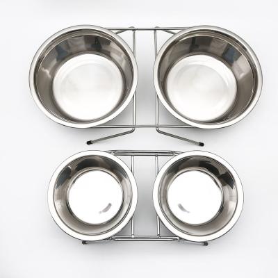 China Sustainable Sidney Deluxe Adjustable Double Elevated Stainless Steel Pet Bowls And Feeders With Rack for sale