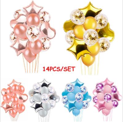 Chine Star Shape Heart Foil Balloon Confetti Latex Balloon Birthday Party Decoration Set Latex Foil Balloon Decoration Set 14pcs+ à vendre