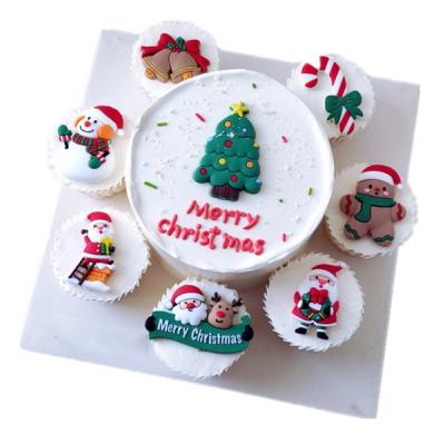 China Candy Cane Merry Christmas Santa Clause Edible Cake Topper Candy Snowman Cupcake Cake Decorations PE Christmas Picks en venta