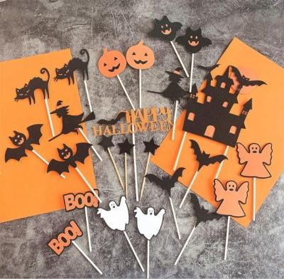 China Halloween Cake Decorations Horror Cupcake Paper Cupcake Toppers Happy Halloween Ghost Cat Bat Witch Devil Haunted House Boo Cake Topper en venta