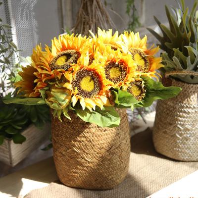 China Contemporary Artificial Sunflower Bouquet, 7 Flowers Per Bunch, For Party Decoration Wedding Home Decor for sale