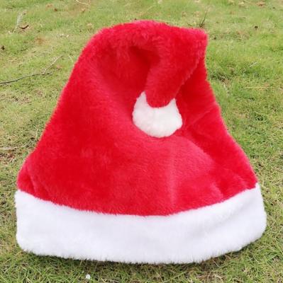 중국 Red and White Christmas Hat Kids Santa Claus Hat Soft Plush Brim Santa Caps and Ultra Thick Top Adult 판매용