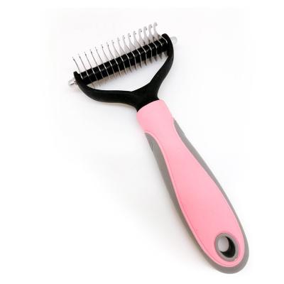 China Sustainable Pet Grooming Brush Shedding and Dematting Professional Undercoat Rake Comb for Dogs and Cats for sale