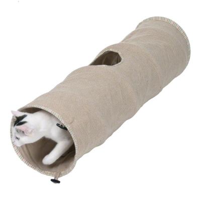 China Viable Collapsible Pet Tunnel Natural Fabric Cat Tunnel Pet Crinkle Tunnel with Pee Hole for Cat Rabbit Kittens for sale