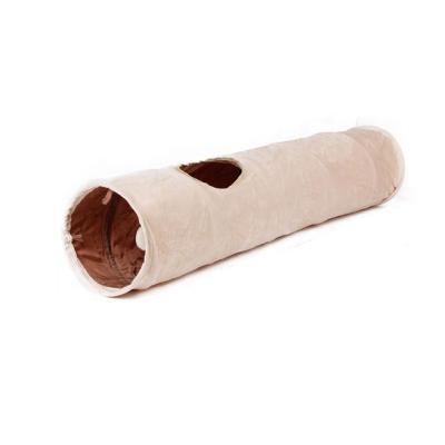 China Cat Tunnel Crinkle Tunnel Natural Fabric Sustainable Foldable Pet Tunnel With Hole For Cat Rabbit Kittens for sale