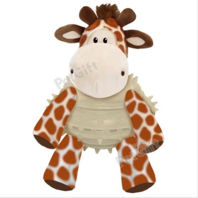 China Viable Animal Shaped Chew Toy Stuffed Plush Pet Squeaky Reindeer TPR Dog Toys Rubber Dog Treat Plush Dispensing Toys for sale