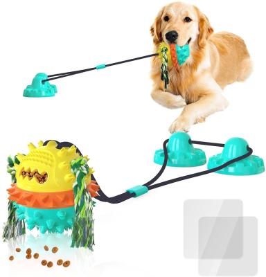 China Viable Dog Toys for Aggressive Chewers Reinforce Double Suction Cup Indestructible TPR Chew Squeaky Toy for sale