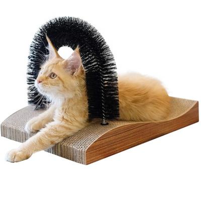 China Viable Massager Toy Cat Scratching Pad With Groomer Back Grooming Cat Arch Grooming Scratcher Cats for sale