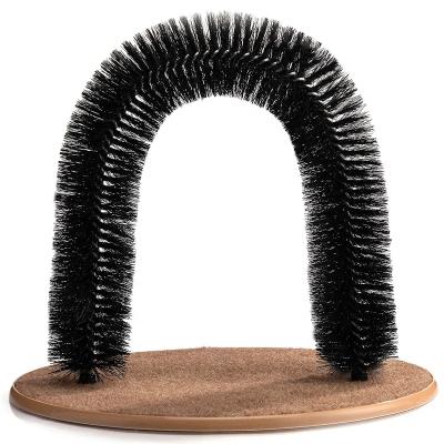 China Viable Massager Toy Cat Scratching Pad With Groomer Cat Arch Grooming Scratcher Grooming Massaging Brush Toy for sale