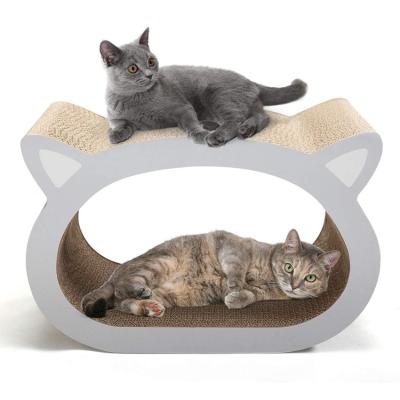 China Custom Viable Cat Head Shape Corrugated Cat Scratcher Bed House Cat Scratching Post for sale