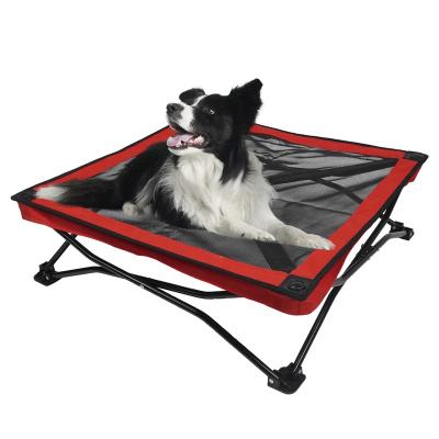 China Travel Folding Pet Bed Carry Raised Dog Cot Bed Easy Cooling Outdoor Pet Bed Red Color for sale