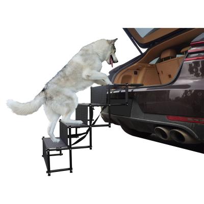 China Metal Travel Upgraded Frame 5 Step Dog Pet Ramp Car Foldable Step Stairs with Non-slip Rubber Coating Surface for sale