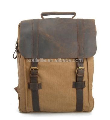 China Dark Khaki Anti-theft Zipper And Latch Backpack Grab Handle Vintage Wash Leather Young Man Fashion Design Backpack for sale