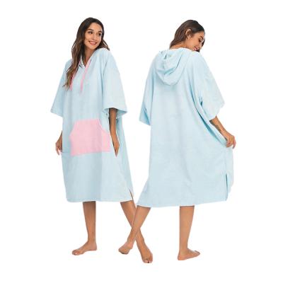 China Manufacturer Changing Quick Dry Child Safe Long Microfiber Robe Towel Surf Poncho for sale