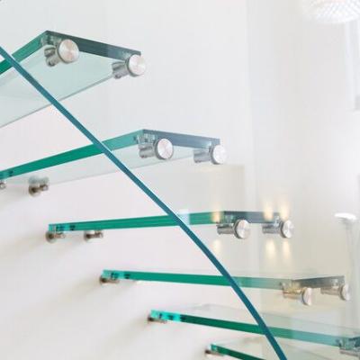 China Modern Stairs Glass Railings With 12 Tempered Glasses And Patch Fixture for sale