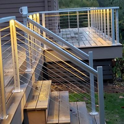 China Modern Outdoor Floor Steel Cable Lighted Balustrade And Post Railing Systems For Decks for sale