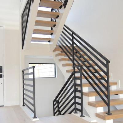 China Contemporary Indoor Black Color Powder Coating Iron Balcony Railing Steel Balustrade For Indoor Balustrade for sale