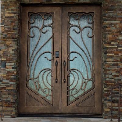 China Residential House Iron Safety Double Entry Door Design for sale